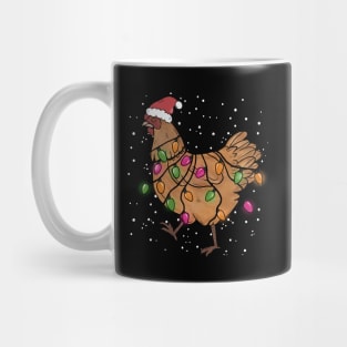 Christmas Lights Chicken Santa Hat Xmas Mug